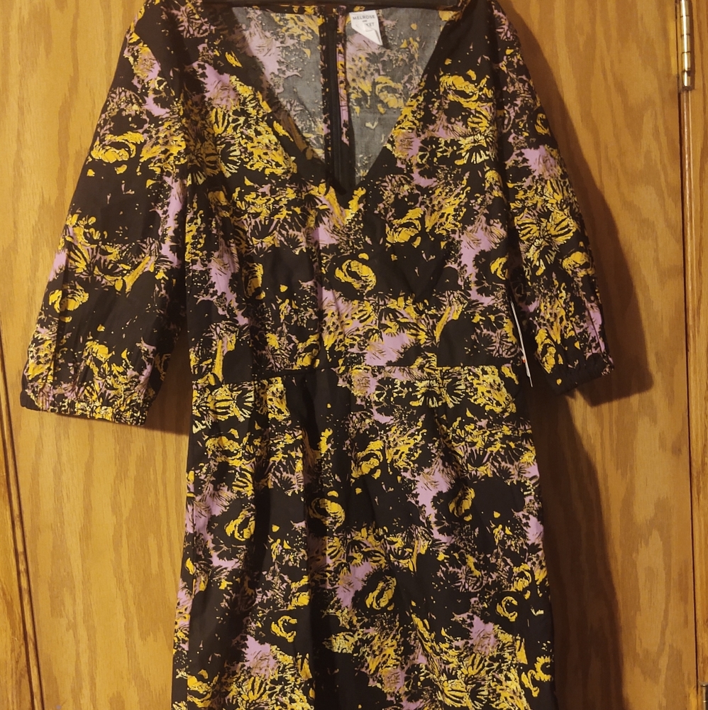 Melrose And Market Black And Orange Short Sleeve Dress Size XS